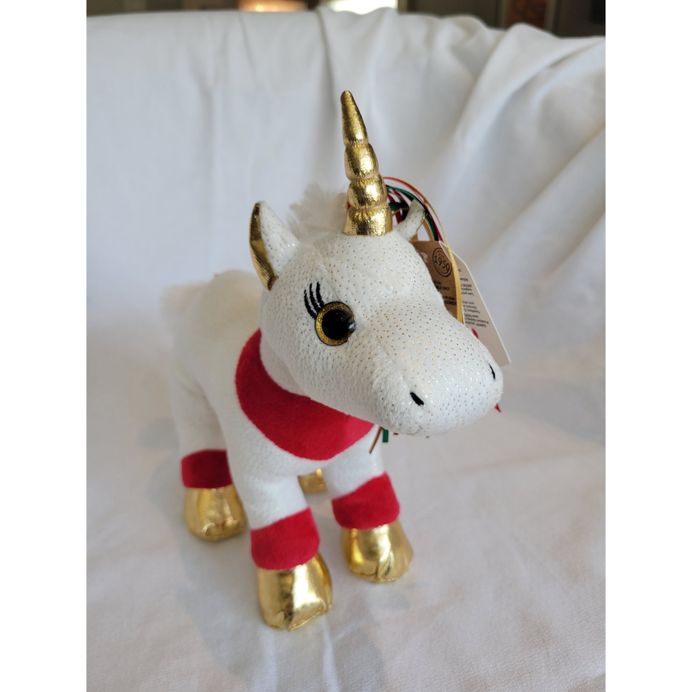 Ganz Astra Unicorn 11" Plush Gold Sparkle Ribbons Stuffed Animal *NWT* HX11609